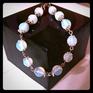 Handmade Opalite Bead Bracelet and Pinky Ring Set